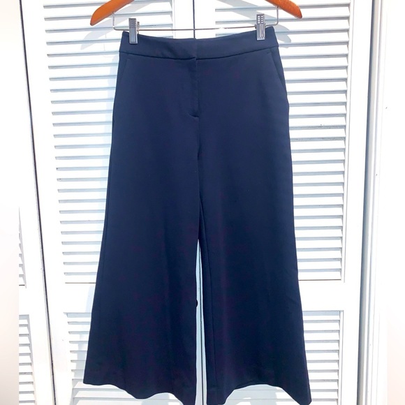 Boden Jersey Wide Leg High Rise Culottes Pants in Navy Blue 4 Petite - Picture 7 of 11